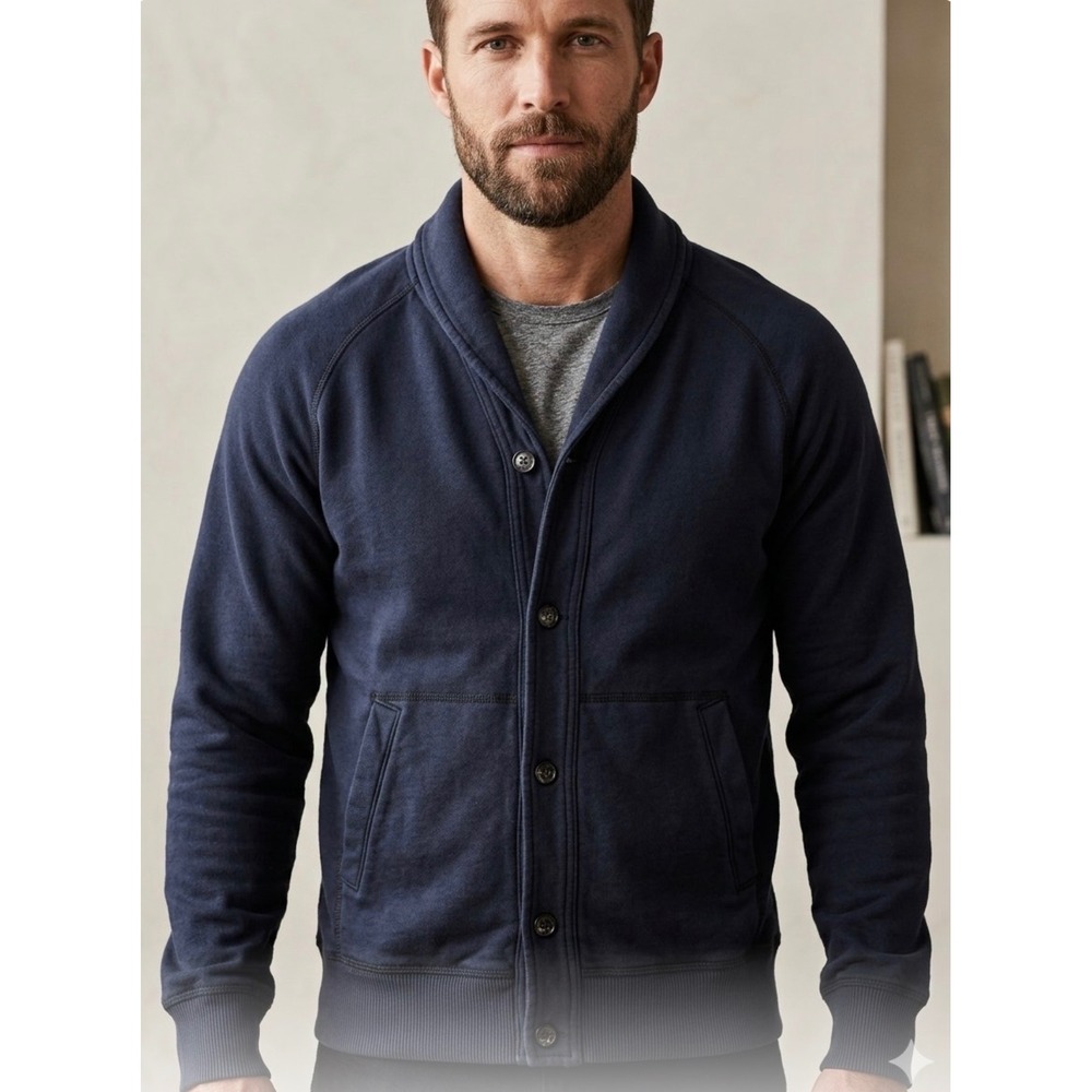 Gap Mens Navy Blue Shawl Collar Button Front Cardigan Sweatshirt M 603324-04